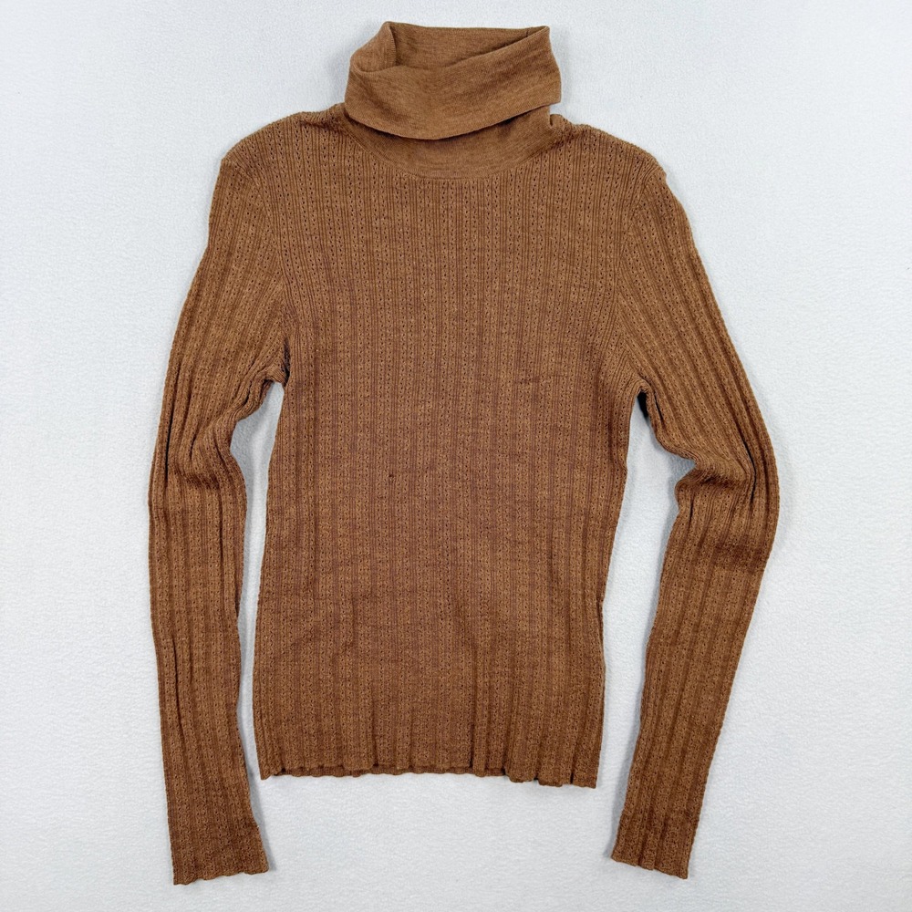 Tanya Taylor Kayden Knit Top Size M Womens Camel Brown RTR